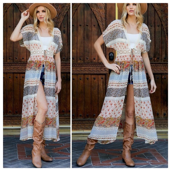 Davi & Dani Jackets & Blazers - *CLEARANCE* Boho Country Kimono Cardigan